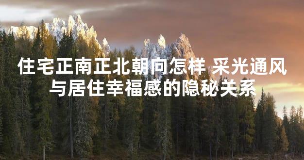 住宅正南正北朝向怎样 采光通风与居住幸福感的隐秘关系